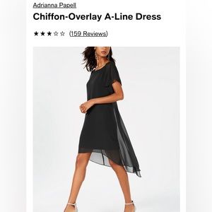Black Adrianna Pappell, chiffon overlay draped dress